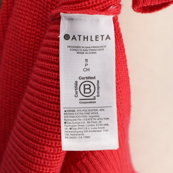 ATHLETA Hanover Refined V-Neck Sweater Merino Wool Blend Amaryllis Pink Size S - Picture 7 of 8